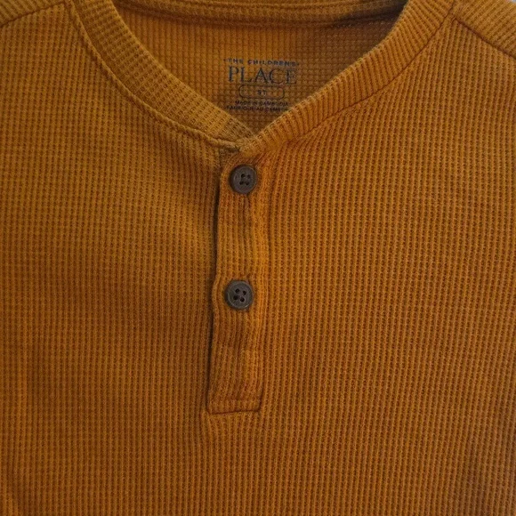 Brown Long Sleeve Henley Shirt - Picture 3 of 4